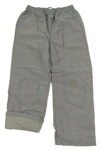 Šedé šusťákové podšité kalhoty 