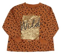 Hnědo-černá leopardí mikina s potiskem Next