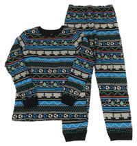 Černo-zeleno-modré vzorované pyžamo M&S