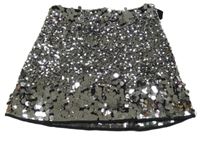 Stříbrno-černá flitrová sukně M&S
