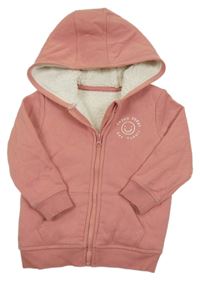 Růžová zateplená propínací mikina s kapucí George