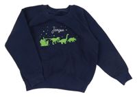 Tmavomodrá mikina s dinosaury 