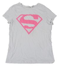 Bílé tričko s růžovým potiskem - Superman H&M