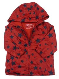 Červená šusťáková jarní bunda s kapucí a hvězdami Rebel