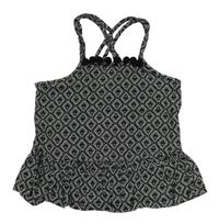 Černo-bílý crop top se srdíčky zn. Matalan