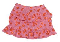Růžová květovaná sukně a volánky Matalan