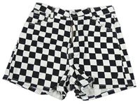 Černo-bílé kostkované riflové kraťasy H&M