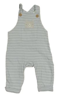 Světlemodro-bílé pruhované laclové tepláky s medvídkem Mothercare