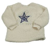 Bílá huňatá mikina s hvězdou Tu