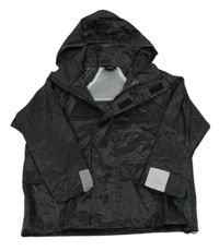 Černá voděodolná šusťáková jarní bunda s kapucí 