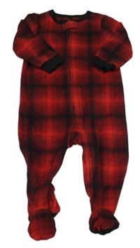 Černo-červený kostkovaný fleecový overal GAP
