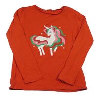 Červené triko s jednorožcem 