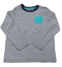 Tmavomodro-bílé pruhované triko Lupilu