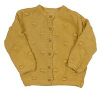 Hořčicový propínací svetr s 3D puntíky F&F