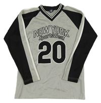 Šedo-černé sportovní triko s nápisem a číslem C&A