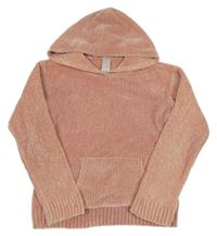 Růžový žinylkový svetr s kapucí C&A