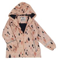 Růžovo-tmavomodrá voděodolná zateplená bunda s kapkami a kapucí Lupilu