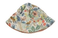 Bílo-barevný květovaný oboustranný klobouk 