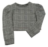 Černo-bílo-béžové kostkované úpletové crop triko Matalan