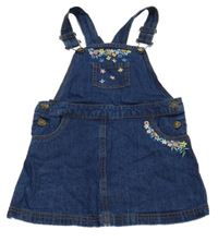 Tmavomodré laclové riflové šaty s květy 