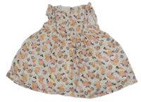 Bílo-růžovo-žluté květované třpytivé šaty 