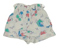 Bílo-barevné kraťasy s obrázky 