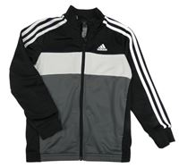 Černo-bílo-šedá propínací sportovní mikina s logem Adidas
