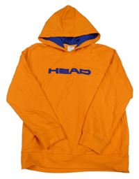 Oranžová mikina s logem a kapucí HEAD