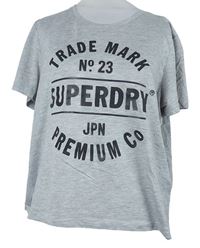 Dámské šedé tričko s nápisy Superdry 