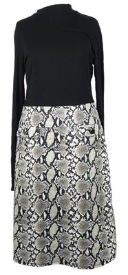 Dámské černo-šedé vzorované midi šaty Dorothy Perkins 