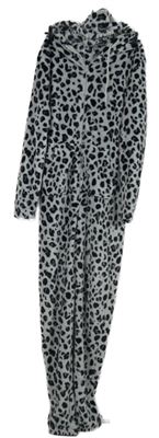 Dámská šedo-černá plyšová kombinéza s kaupcí 