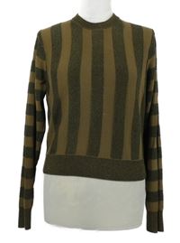 Dámský hnědý pruhovaný lehký crop svetr 