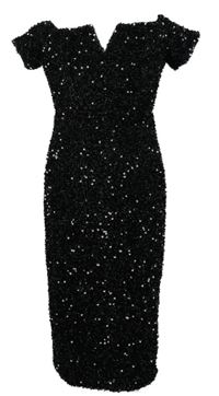 Dámské černé flitrové koktejlové pouzdrové midi šaty Shein 