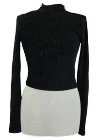 Dámské černé strukturované sametové crop triko H&M