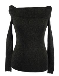 Dámský černo-zlatý třpytivý lehký svetr s komínovým límcem Oasis 