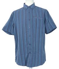 Pánská tmavomodro-modrá proužkovaná košile Bhs 