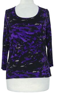 Dámské černo-fialové vzorované triko Precis 
