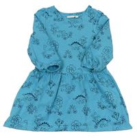 Azurové teplákové šaty s dinosaury Jojo Maman Bebé