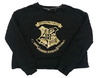 Černá crop mikina s potiskem Harry Potter 