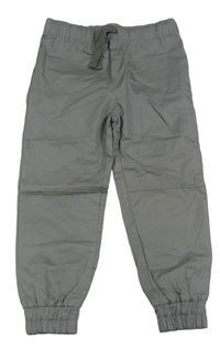 Šedé plátěné cuff kalhoty 
