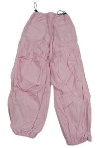 Světlerůžové plátěné cuff kalhoty H&M