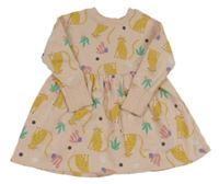 Světlerůžové teplákové šaty s leopardy Next