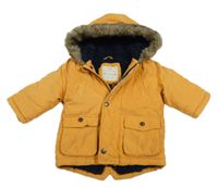 Žlutá šusťáková zimní bunda s kapucí George