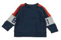 Tmavomodro-šedo-červená mikina s čísly Mothercare