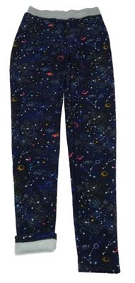 Tmavomodré zateplené legíny s vesmírem