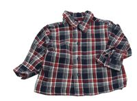 Tmavomodro-bílo-červená kostkovaná flanelová košile George