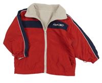 Červeno-tmavomodrá šusťáková jarní oboustranná bunda s logem Reebok