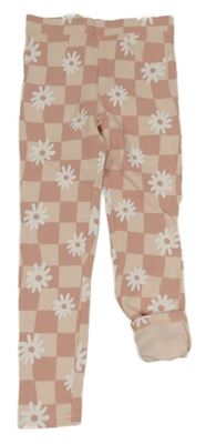 Růžové kostkované tregíny s kytičkami 