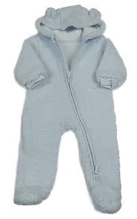 Světlemodrá huňatá podšitá kombinéza s kapucí Dunnes