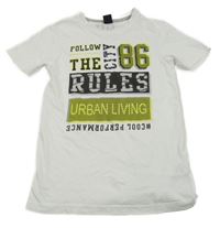 Bílé tričko s potiskem Y.F.K.